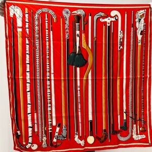 auth HERMES 90 Square Scarf made in France 100% silk